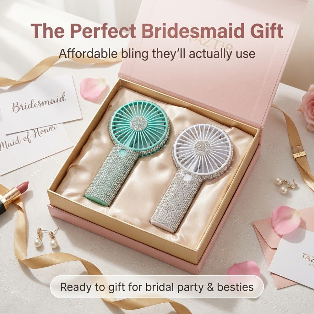 Mini Handheld Fan USB Rechargeable, Diamond-Style Portable Personal Fan with Long Battery Life, Compact Small Fan for Travel, Outdoor, Desk, Wedding, Valentine's Day and Mother's Day Gift