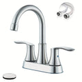 Centerset Bathroom Faucet 2 Handle 4 Inch - Lead-Free Dual Handle Vanity Sink Faucet with Pop-Up Drain & Supply Lines, Brushed Nickel, Matte Black, Oil Rubbed Bronze, Brushed Gold, 2-3 Hole RV Compatible