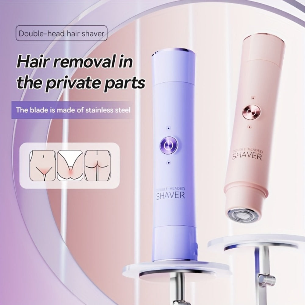 Electric Epilator for Women Double Head USB Rechargeable Painless Hair Removal Shaver Bikini Trimmer Body Private Area Grooming Device