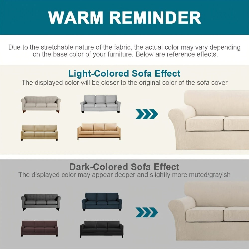 Stretch Sofa Cover Elastic Slipcover Grid Pattern Jacquard Anti-Slip Full Coverage Sofa Protector Machine Washable for 1 2 3 Seater XL Sofa Living Room Bedroom