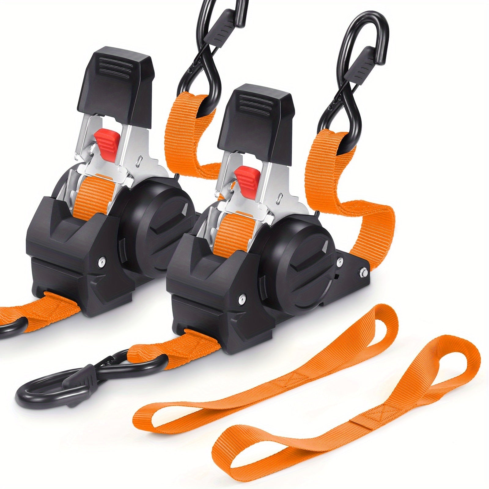 Retractable Ratchet Straps with Extension Strap ¨C Heavy Duty Auto Self-Retracting Tie Down Cargo Straps for Truck Trailer Motorcycle Moving & Appliances