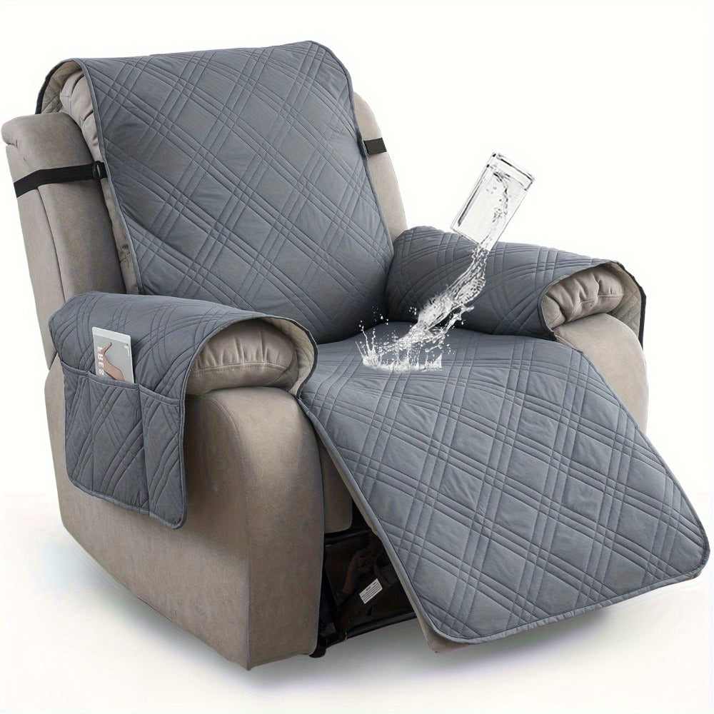 Recliner Chair Cover Waterproof Non-Slip Sofa Slipcover with Pocket Pet Scratch Resistant Washable Furniture Protector for Living Room Multiple Colors