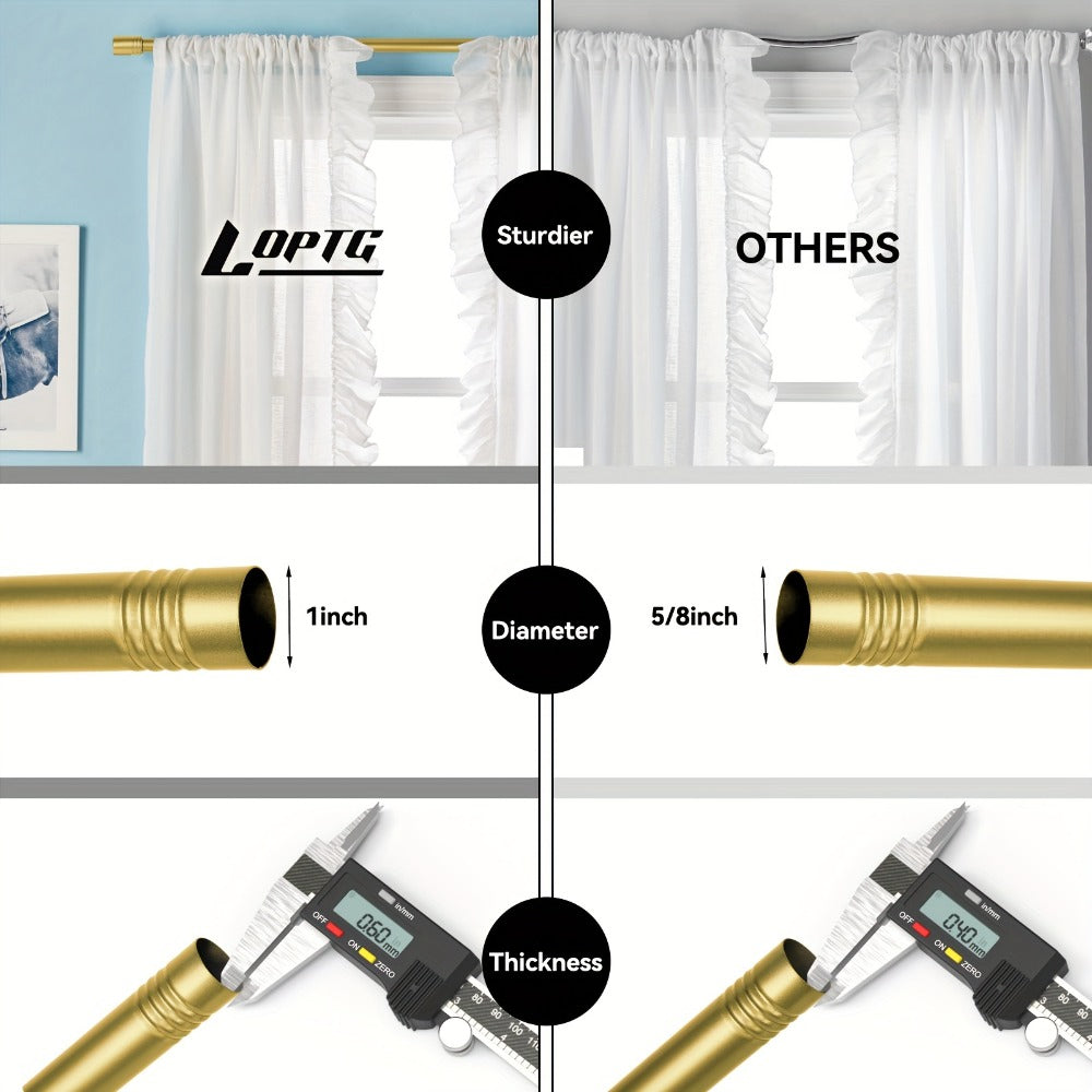 Adjustable Curtain Rods for Windows 1 Inch Diameter ¨C Modern Decorative Drapery Rod with End Finials, 18¡±-45¡± to 36¡±-120¡± | Black, Brushed Nickel & Gold Finish