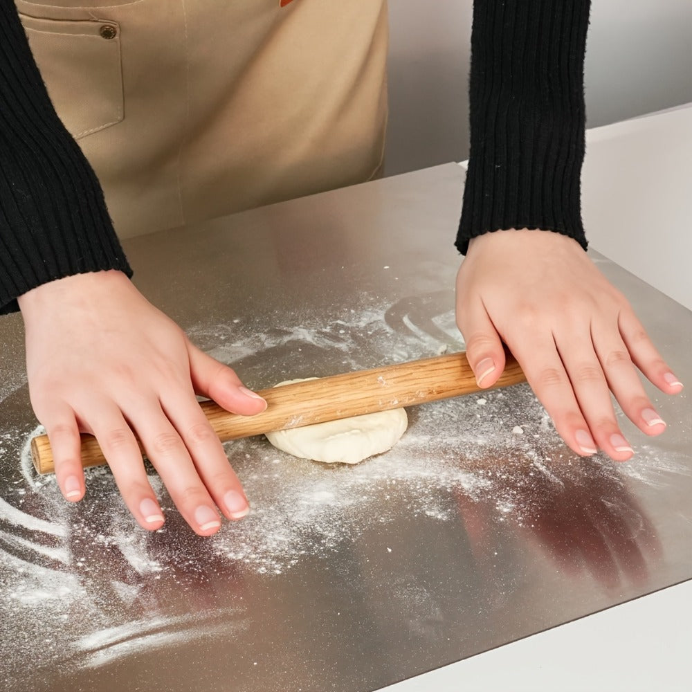 Stainless Steel Cutting Board & Rolling Pastry Board ¨C Non-Slip Kitchen Prep Mat with Butcher Block Surface