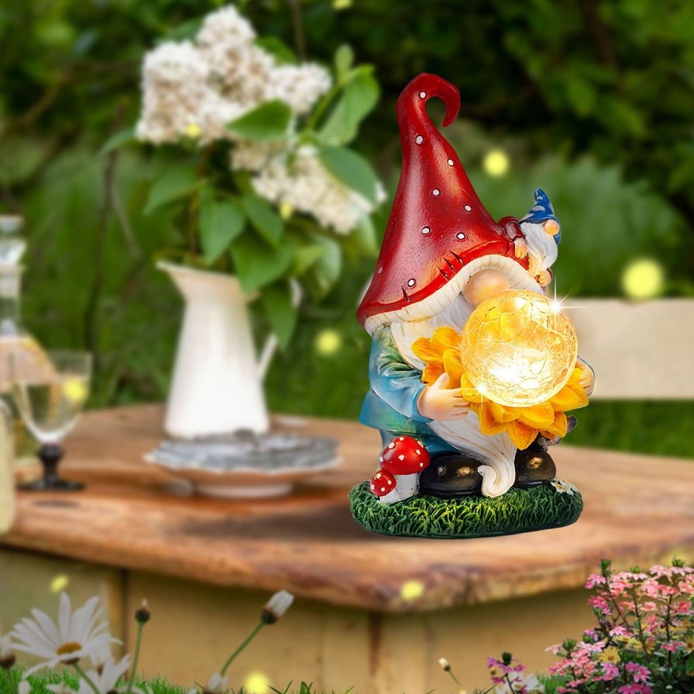 Solar Light Elf Resin Statue ¨C Outdoor Garden Figurine That Automatically Lights Up at Night, Holiday Collectible Decor for Christmas, Easter, Halloween, Thanksgiving & Hanukkah, Patio Porch Desk Decor Gift
