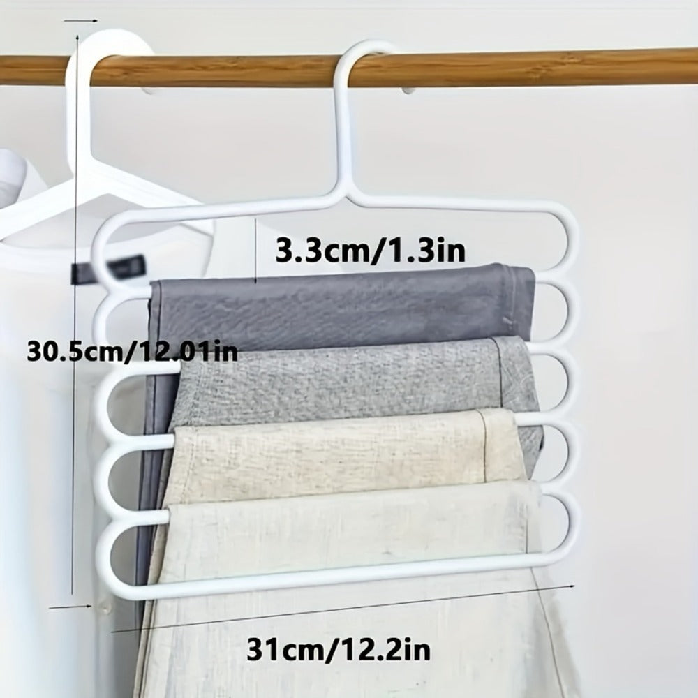 Multi-Layer Pants Hangers Set of 5 ¨C 5-Tier Space Saving Clothes Rack, Slip-Resistant Adjustable Wardrobe Organizer for Pants, Jeans & Clothes, Closet & Laundry Room Storage