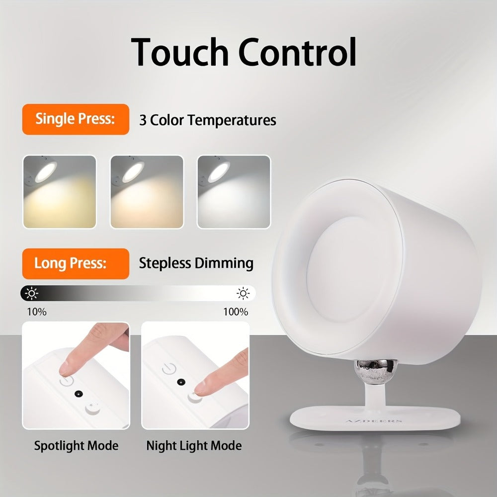 Rechargeable Wall Sconce LED Reading Light - GVTCO Magnetic 360¡ã Rotation Wall Lamp with Remote Control, 3 Color Temperatures, Dimmable, 1200mAh Battery, USB-C Charging for Bedroom, Bedside & Hallway