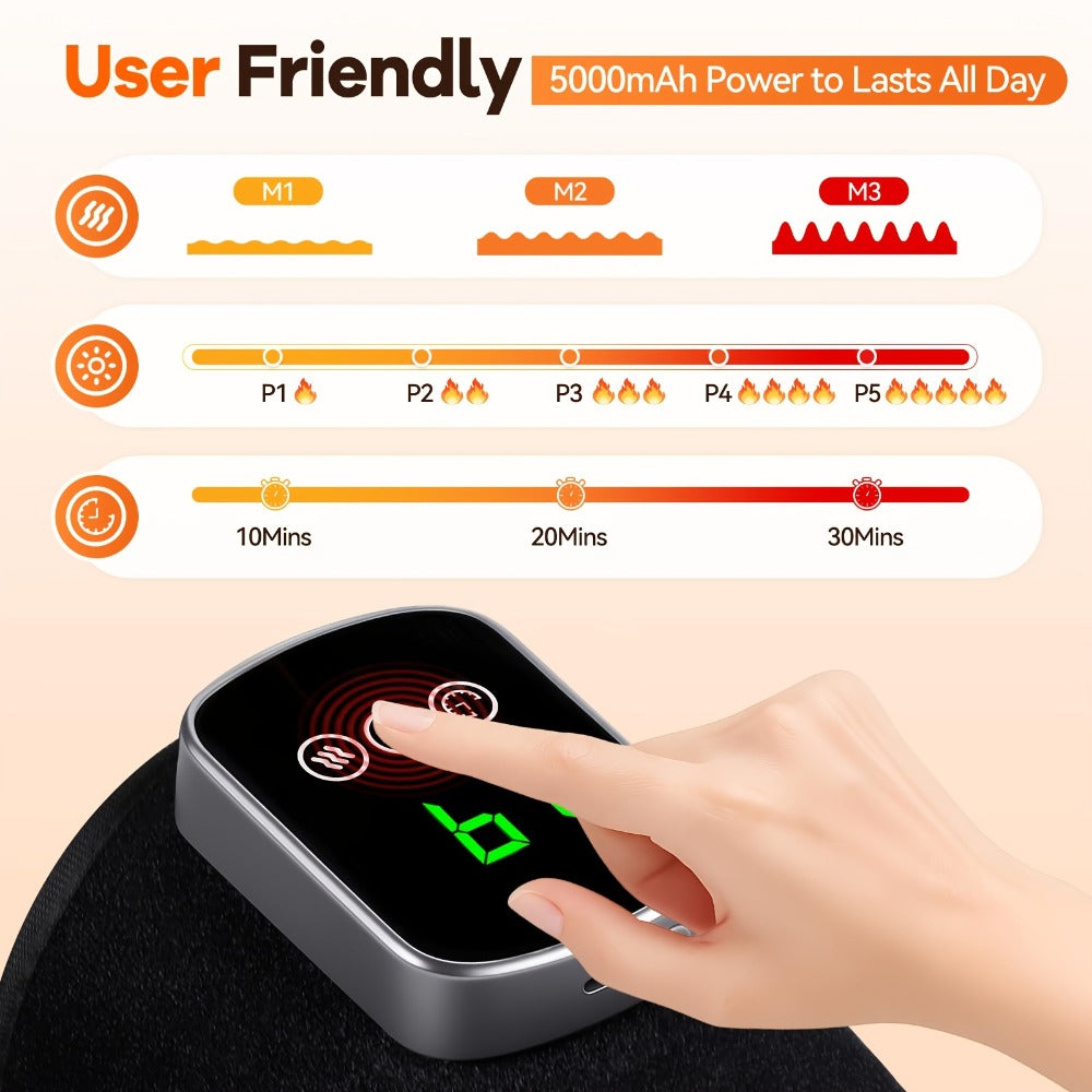 Heated Knee Massager with Vibration ¨C Electric Knee Heating Pad & Support Wrap for Arthritis, Joint Pain & Muscle Relief, Warm Knee Brace Massager for Men Women Home Use & Recovery