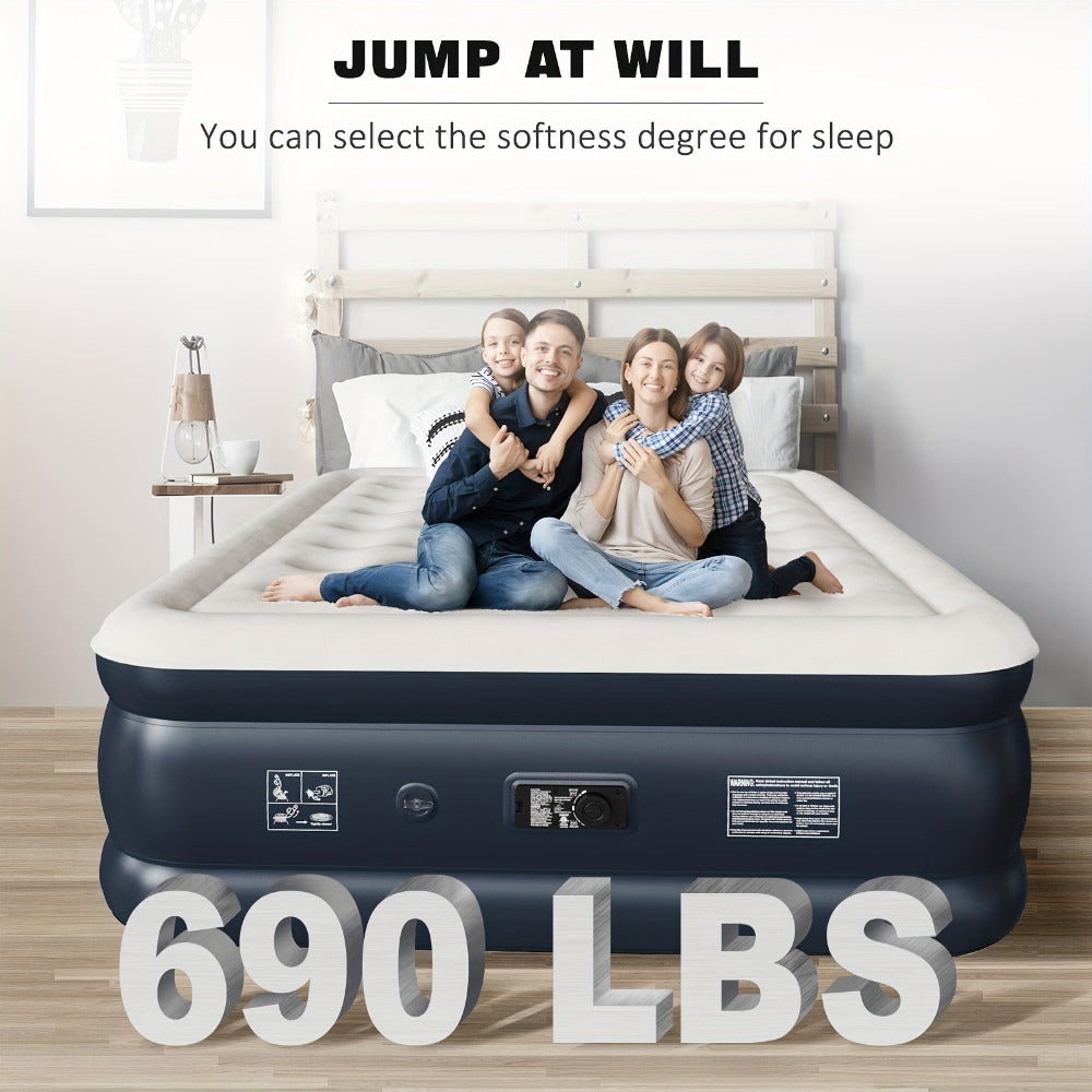 Air Mattress with Built-In Pump ¨C 18'' Self-Inflating Portable Air Bed for Home, Camping & Travel, Twin Full Queen, Includes Carry Bag