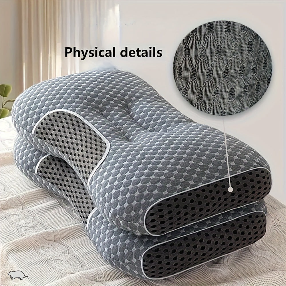Cervical Neck Support Pillow Soft Knitted Ergonomic Orthopedic Contour Pillow for Deep Sleep - Non-Collapse High Pillow Core All Seasons Adjustable Sleeping Comfort 1/2Pcs