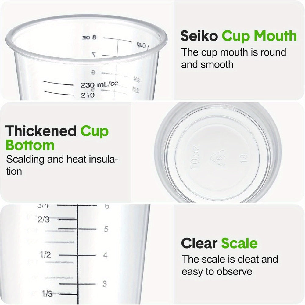 Plastic Measuring Cups with Wooden Sticks 100 Sets Clear Graduated Mixing Cups oz/ml/cc for Resin, Cooking, Baking & Epoxy ¨C Disposable Paint Mixing Cups