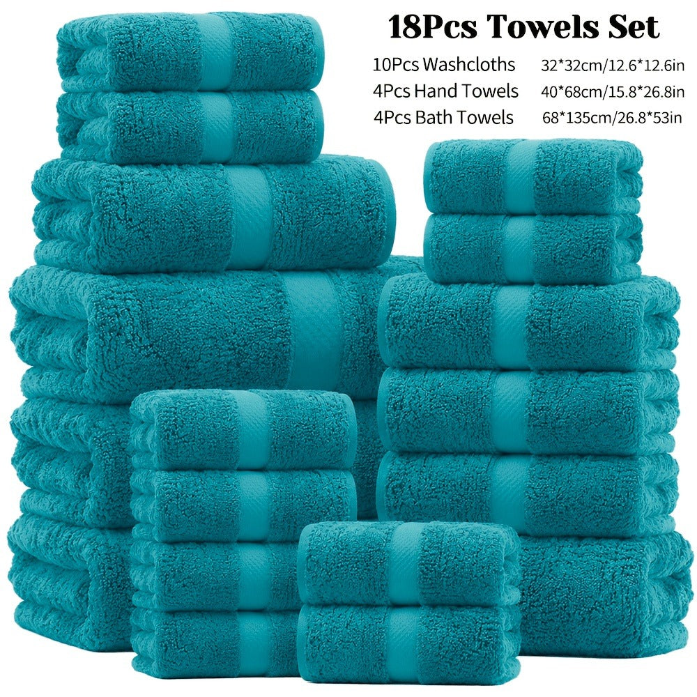 Bath Towel Set 450GSM Soft Absorbent - 12 16 18 Piece Cotton Blended Solid Color Bathroom Towels Set for Bath Hand Face | Hotel Spa Quality | Travel Shower Home | Multiple Colors & Sizes Available