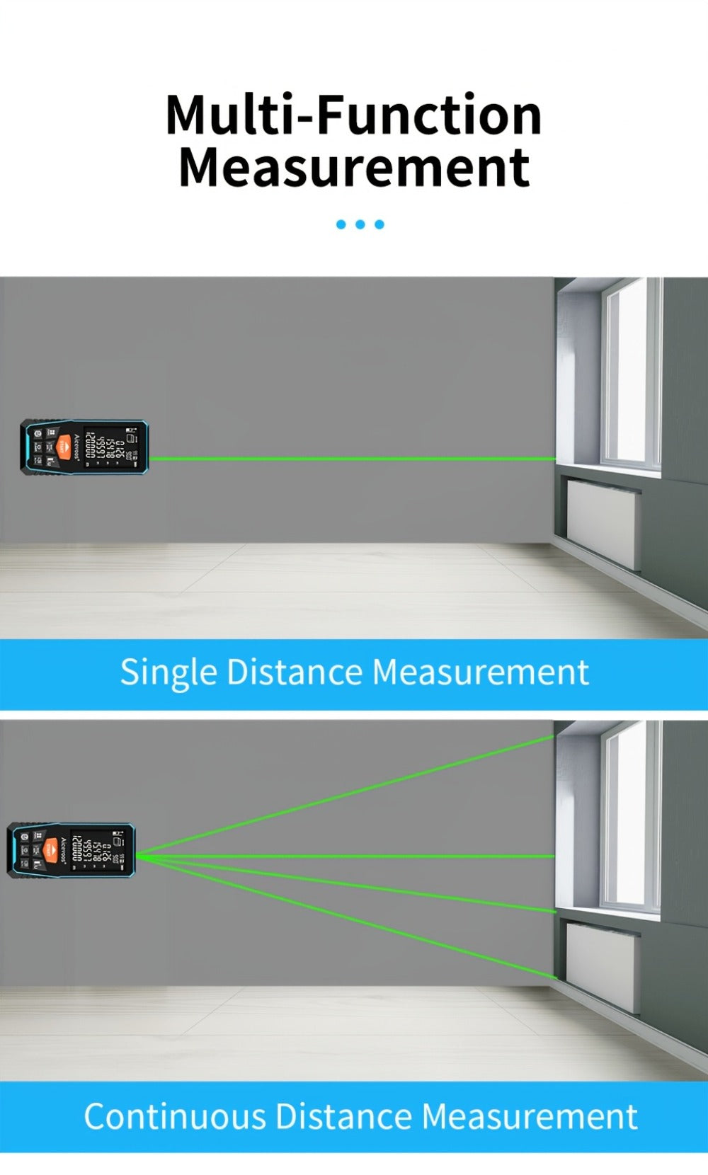 Laser Distance Meter Green Beam Digital Rangefinder 50M 70M 100M 120M Laser Tape Measure with LCD Display for Construction Surveying Indoor Outdoor Measuring