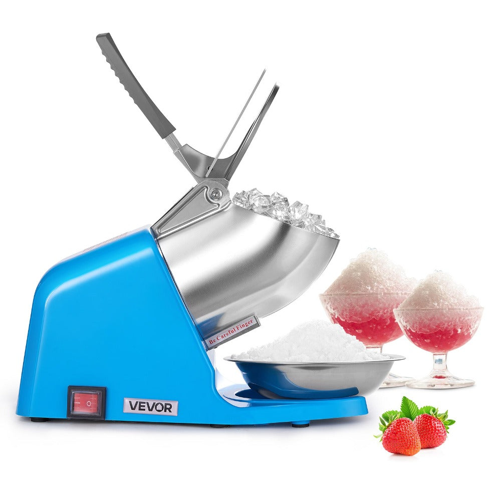 Electric Ice Crusher 300W Snow Cone Maker Shaved Ice Machine 286 lbs/h 4 Stainless Steel Blades Anti-Splash One-Touch Operation for Home Bar Office Dorm