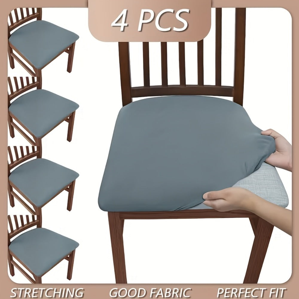 Dining Chair Covers Set of 4 Stretch Elastic Seat Slipcovers Soft Brushed Polyester Solid Color Chair Protector for Home Office Kitchen