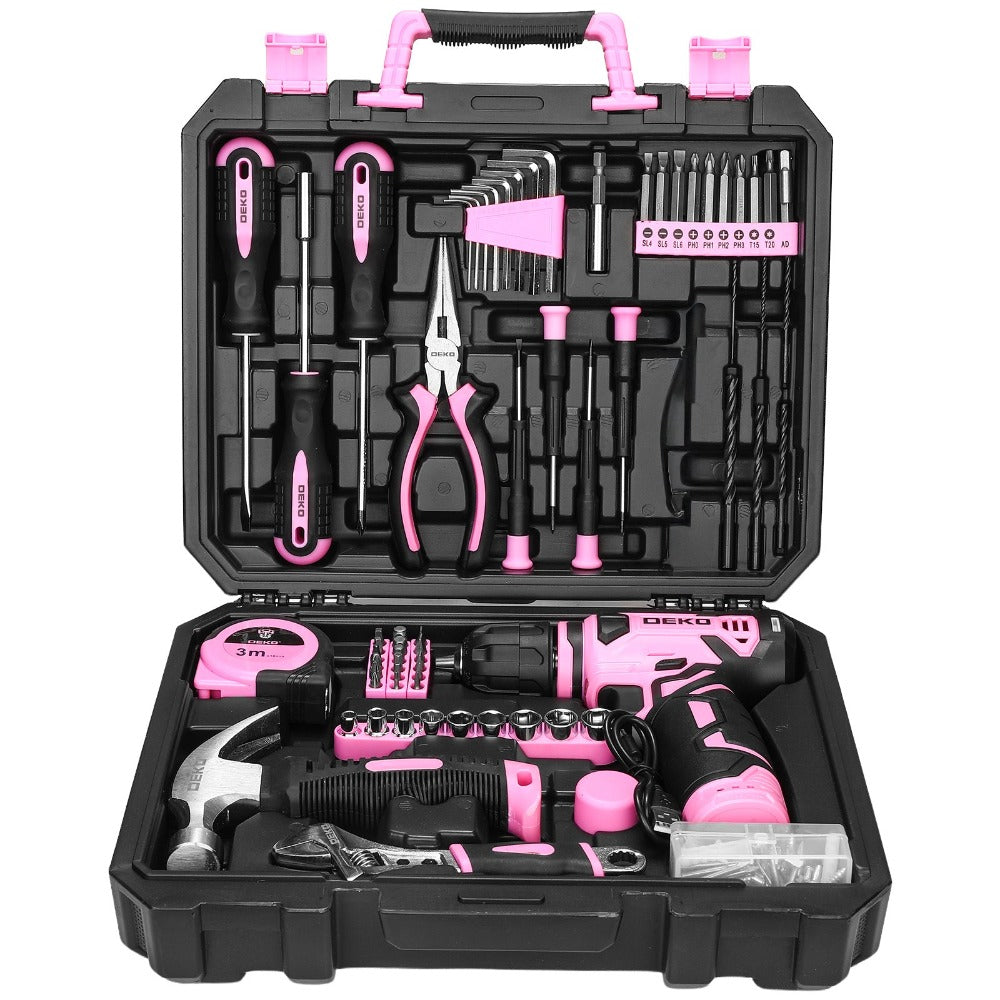 Cordless Drill Tool Kit 119/151PCS ¨C 8V/12V Electric Power Drill Set with Screwdriver, Hammer, Wrench | All-in-One Home Repair & DIY Hand Tools for Women | Perfect Gift