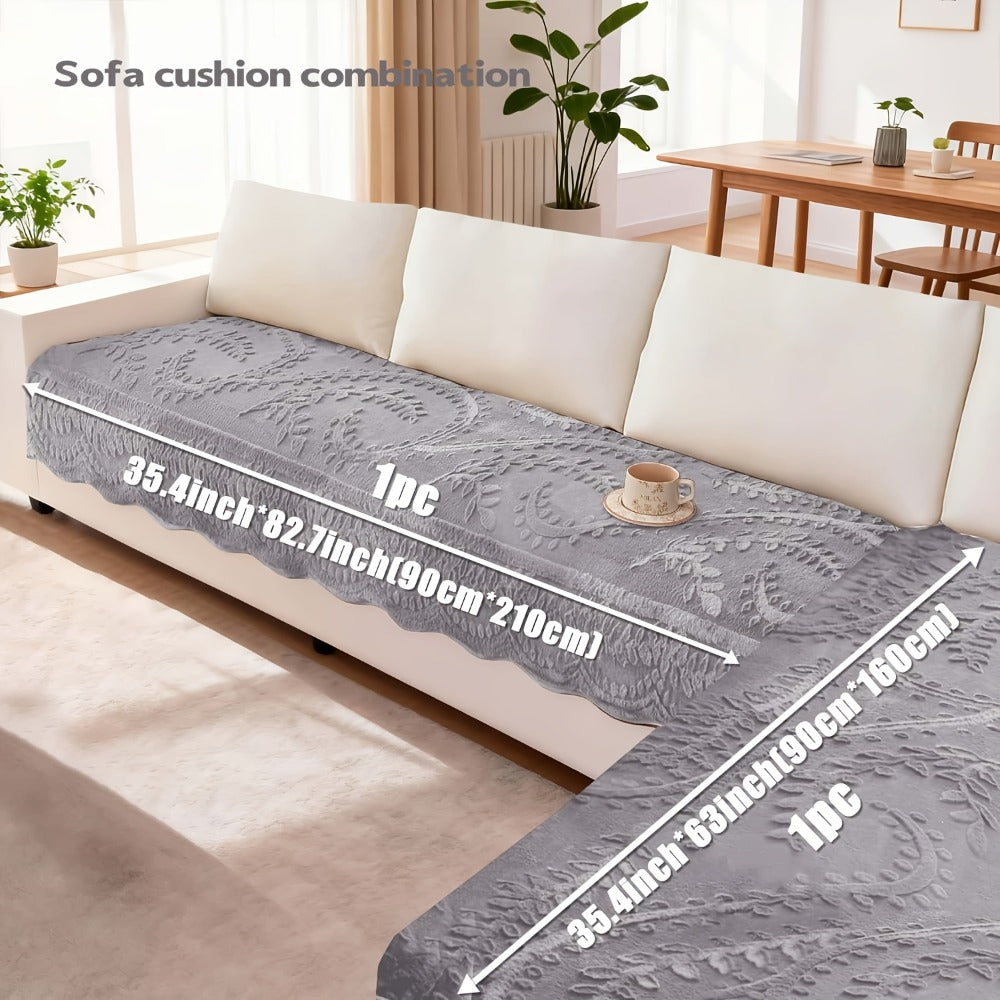 Faux Rabbit Fur Sofa Cover Thickened Quilted Plush Warm Non-Slip Machine Washable Pet Friendly Breathable Sofa Cushion for Living Room Bedroom Office - 2 3 Seater Large