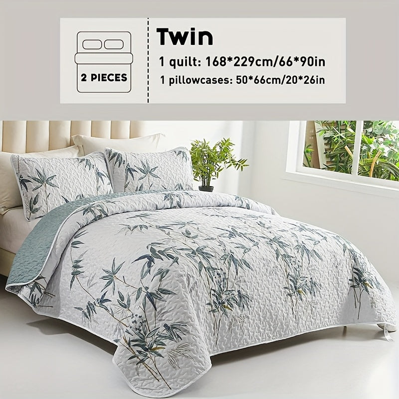 Reversible Floral Comforter Quilt Set ¨C Soft Microfiber Botanical Bedding, Twin Full Queen King, All Seasons ¨C White, Blue, Pink & More