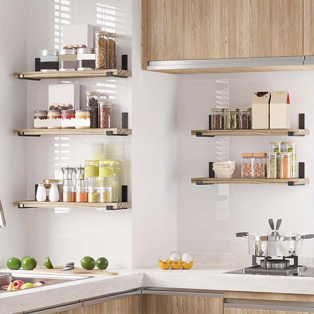 Floating Shelves Set of 5 Wall Mounted 4.7 Inch Tiered Display Shelves Vintage Style Wall Storage Rack for Bedroom, Living Room, Kitchen, Bathroom & Office ¨C Plant & Home Decor