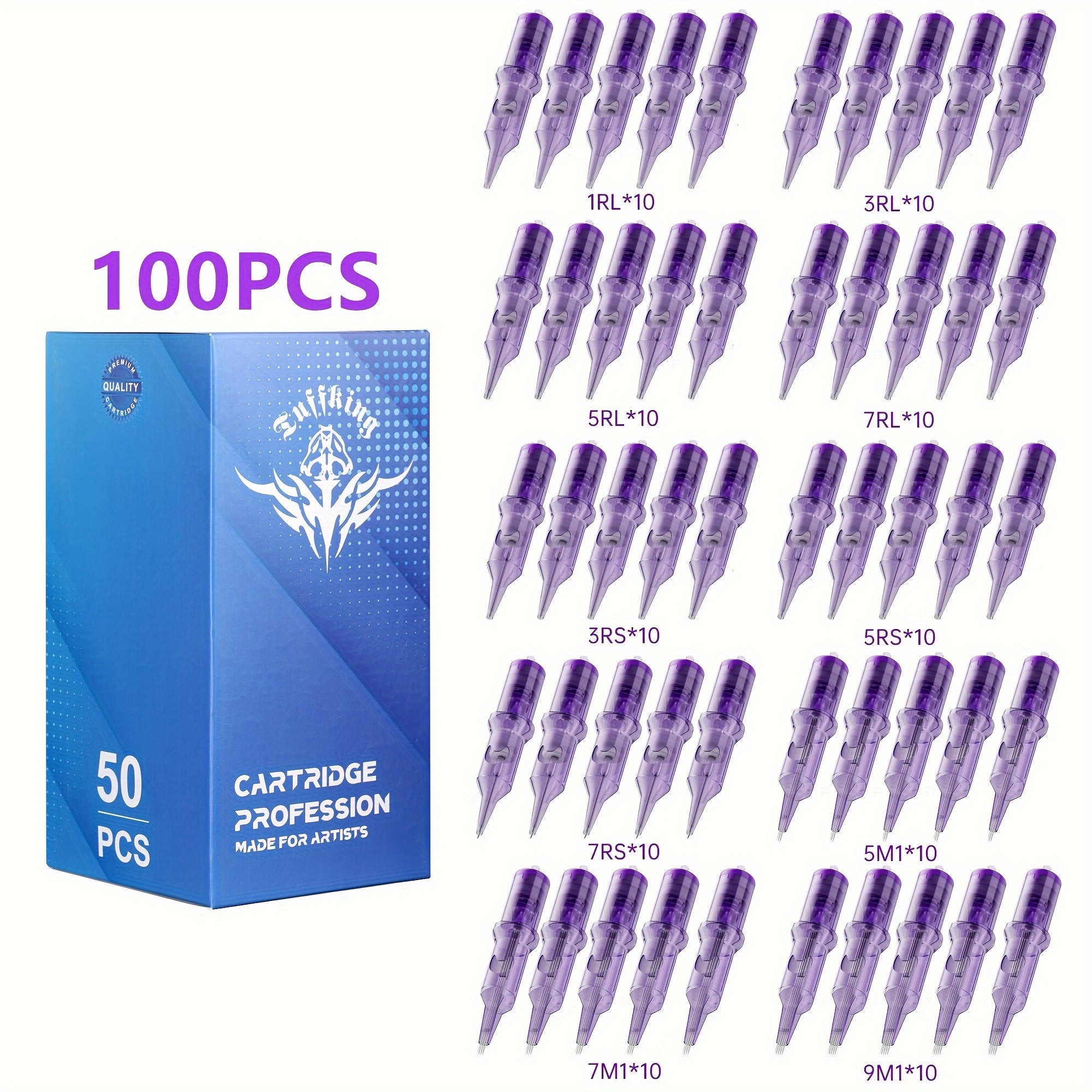 Disposable Tattoo Needles Mixed Size Sterilized RL RS M1 0.35mm ¨C Safety Tattoo Needle Set for Tattoo Artists and Beginners, Body Art Supplies 30 40 100 Piece Bulk Pack