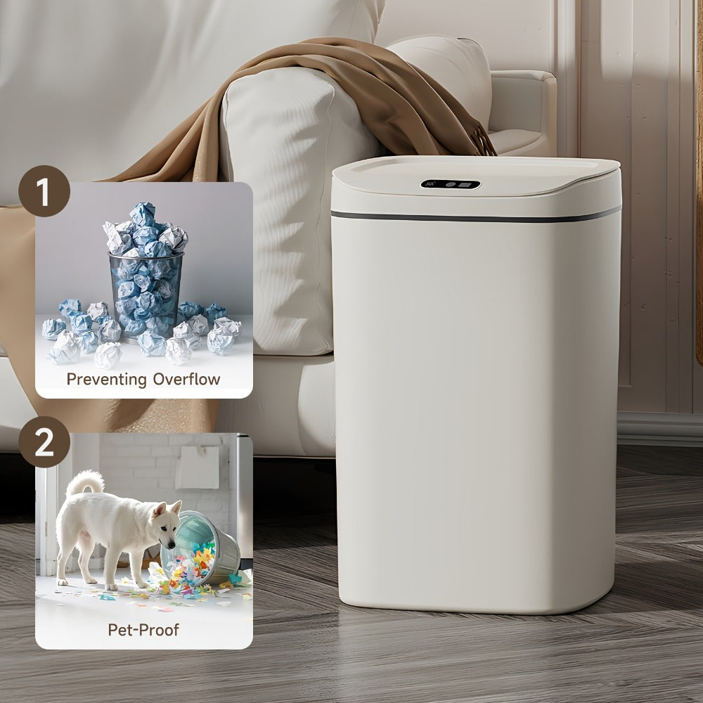 Motion Sensor Trash Can Touchless ¨C Smart Hands-Free Trash Bin with Sealing Lid & Odor-Blocking Technology, Trash Bag Fixing Ring, Easy Clean Durable Design for Kitchen, Office & Bathroom
