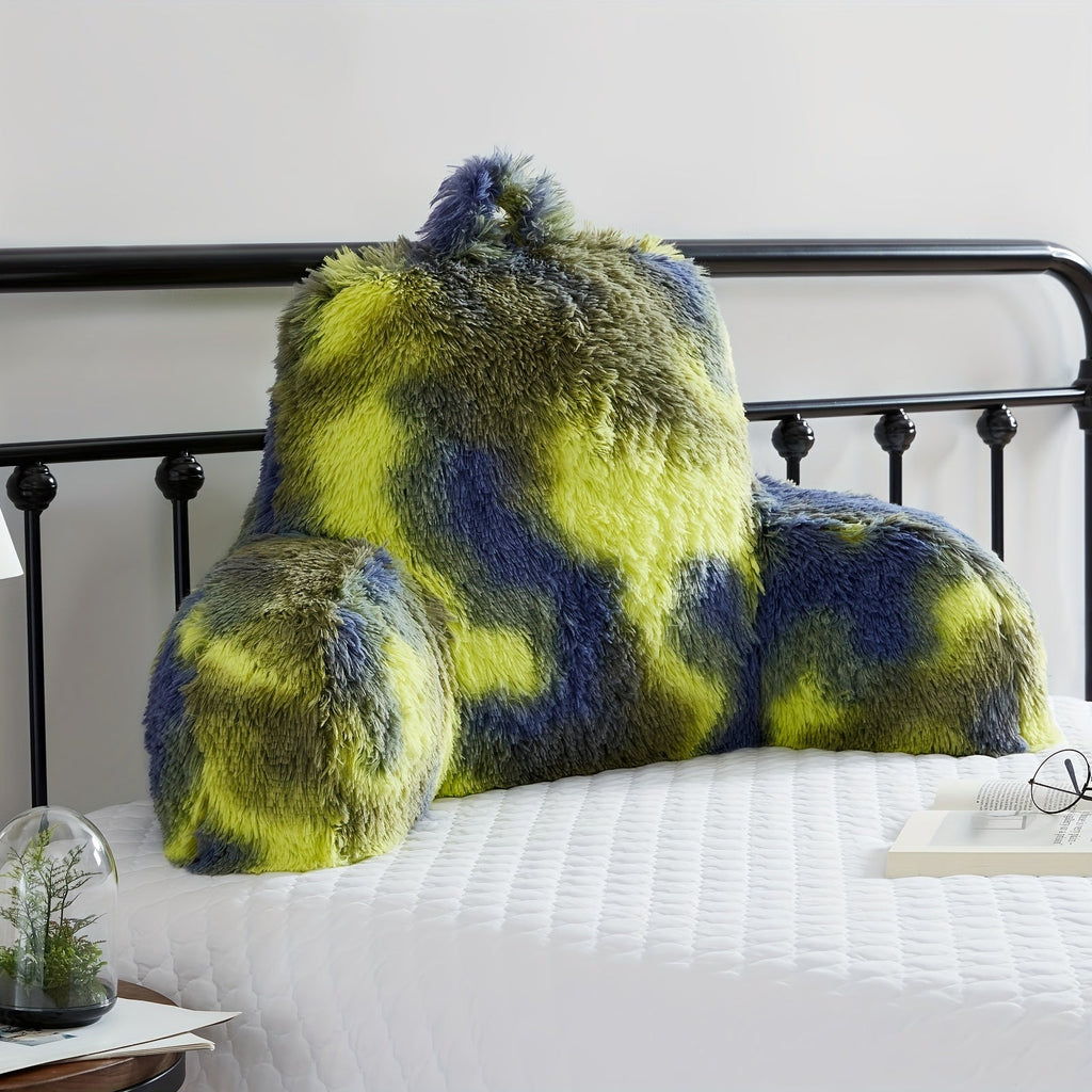 Reading Pillow with Arms - Camo Tie-Dye Plush Backrest Pillow for Bed, Ergonomic Sit-Up Support for Reading, Gaming & Studying, Fluffy Boyfriend Pillow with Medium-Firm Fill, Cozy Home Decor