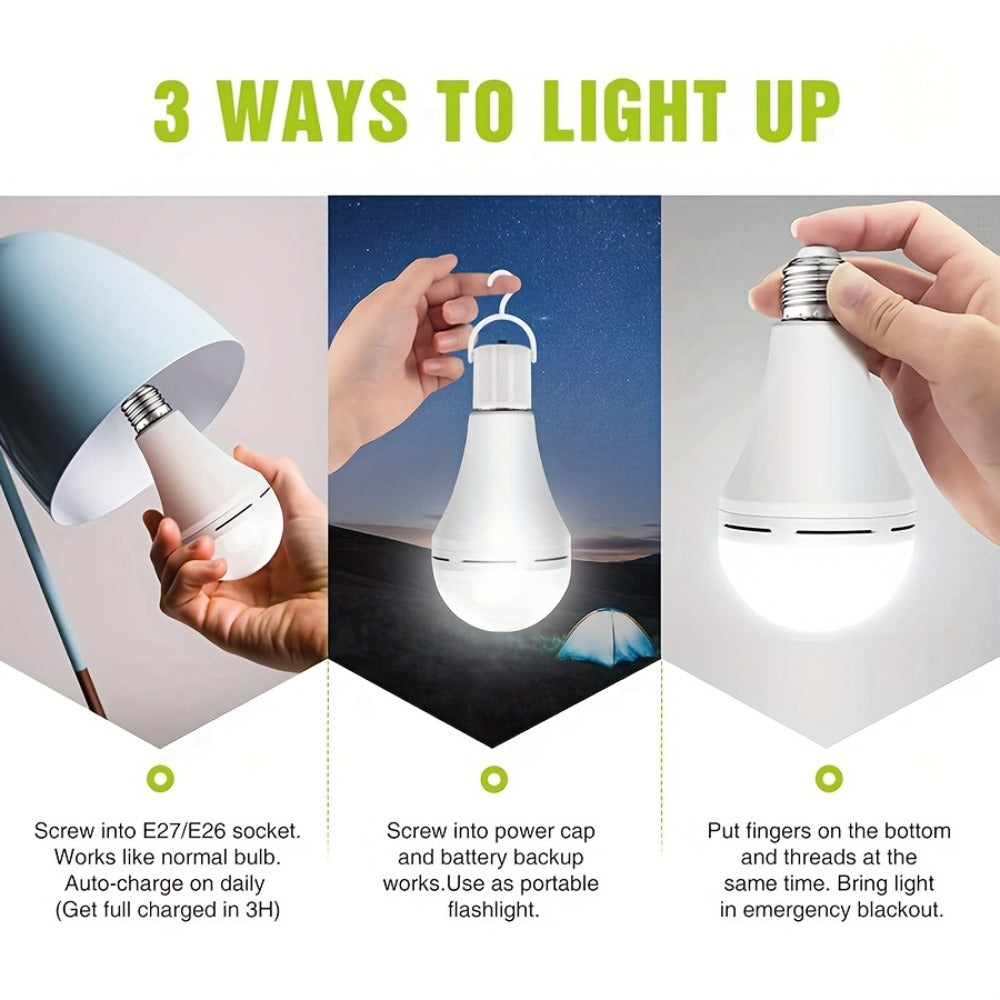 Emergency Light Bulb for Power Outages 2000mAh Rechargeable LED 6000K with Backup Battery ¨C Auto-On Failure Detection, Hangable Emergency Lighting for Home Camping Power Failure, 4 8 12 Pack