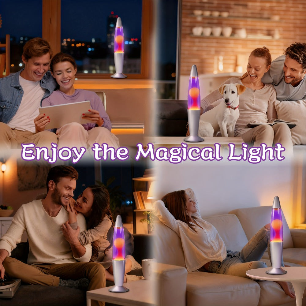 Lava Lamp 16 Inch for Bedroom Living Room Office, Relaxing Liquid Motion Lamp with Purple Water Yellow Wax, Retro Night Light Home Decor Accent