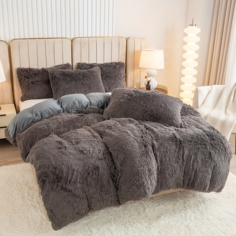 Plush Duvet Cover 100% Polyester Soft Warm Zipper Closure Cozy Bedroom Bedding Twin Full Queen King Solid Tie Dye 14 Colors for Bedroom Guest Room Dorm
