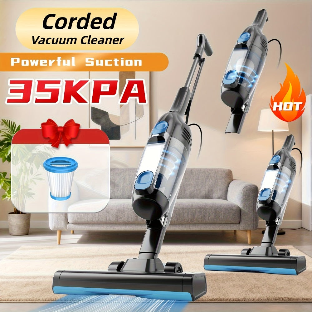 Cordless Vacuum Cleaner 2-in-1 Corded 70KPA Powerful Suction | 6-in-1 Handheld Vacuum with Detachable Battery 45-Min Runtime LED Brush Head 50.5oz Dust Cup | For Hardwood Floor Carpet Pet Hair Home Car