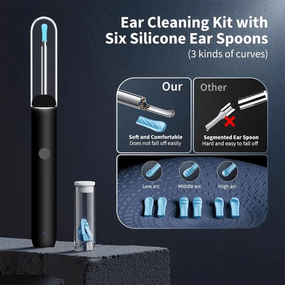Visual Ear Pick Set 7-Piece Earwax Removal Tool with Camera and Light ¨C Ear Pick Covers Included, Compatible with All Smartphones, Safe Home Ear Cleaning Kit for Adults