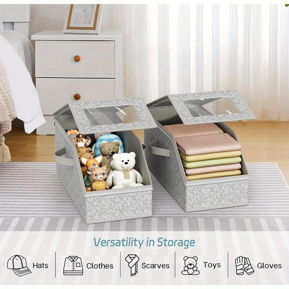 Stackable Baseball Cap Storage Box with Clear Viewing Window ¨C Hat Organizer for Closet Holds Up to 30 Caps, Space-Saving Design for Hats, Underwear, Socks & Toys ¨C For Men & Women (2 or 4 Pack)