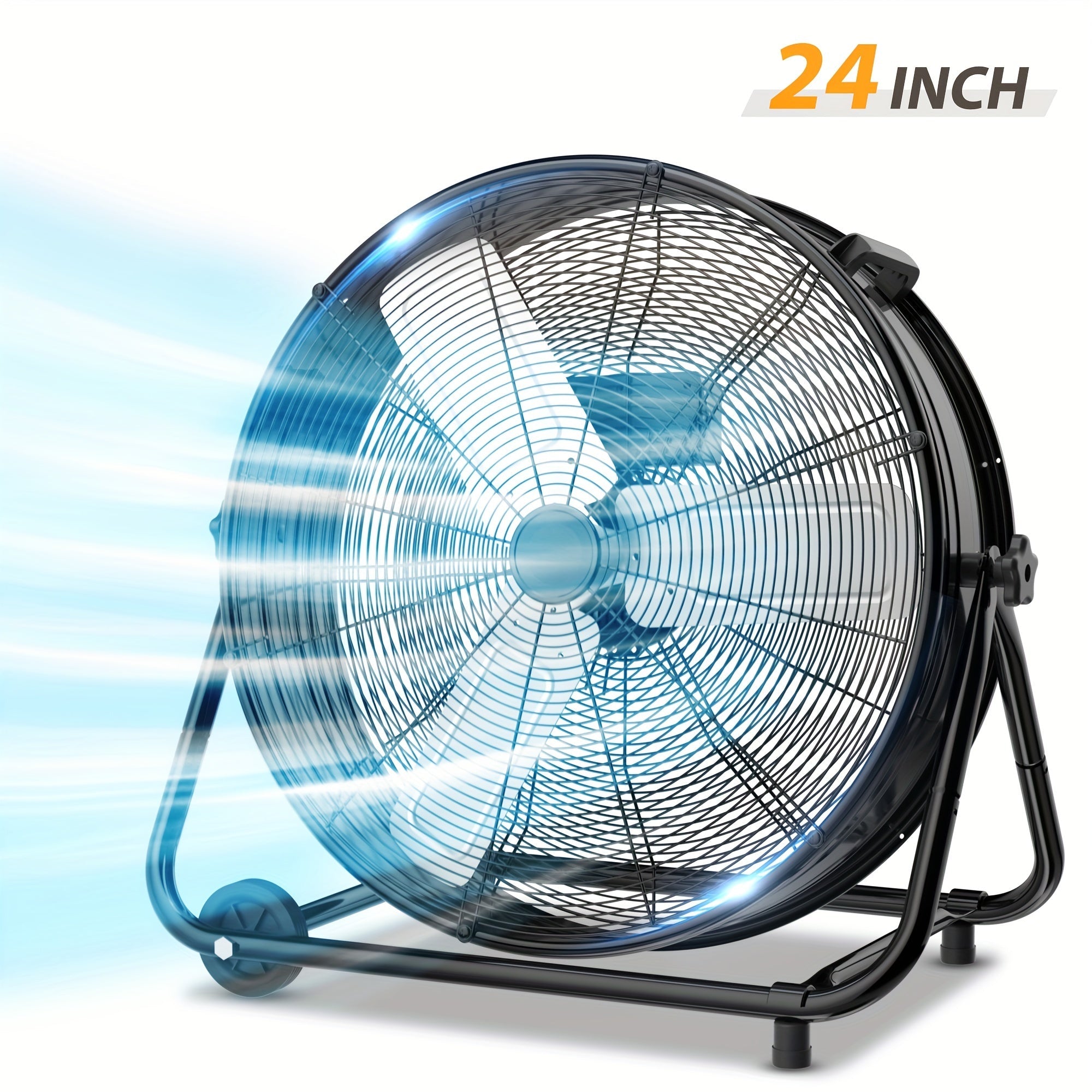 Industrial Drum Fan High Velocity Floor Fan 24 30 Inch | 3-Speed Heavy Duty Metal Air Circulator 360 Tilt Casters ETL Listed | Powerful Warehouse Garage Workshop Patio Commercial Fan | Black Orange Green