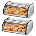 Stainless Steel Roll Top Bread Box 13 Inch - Countertop Bread Storage Container with Lid, Keeps Bread Fresh & Insect-Free, Holds Large Loaves, Bagels, Muffins
