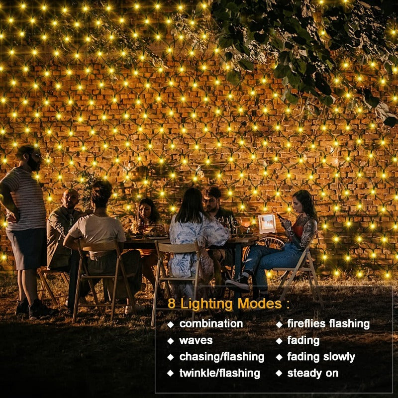 Solar Net Lights Outdoor 11.8ft x 5ft | 100 200 360 LED Mesh Bush Lights Auto On Off | Solar Powered Garden Fairy Lights for Tree Fence Backyard Decor Warm White White RGBY