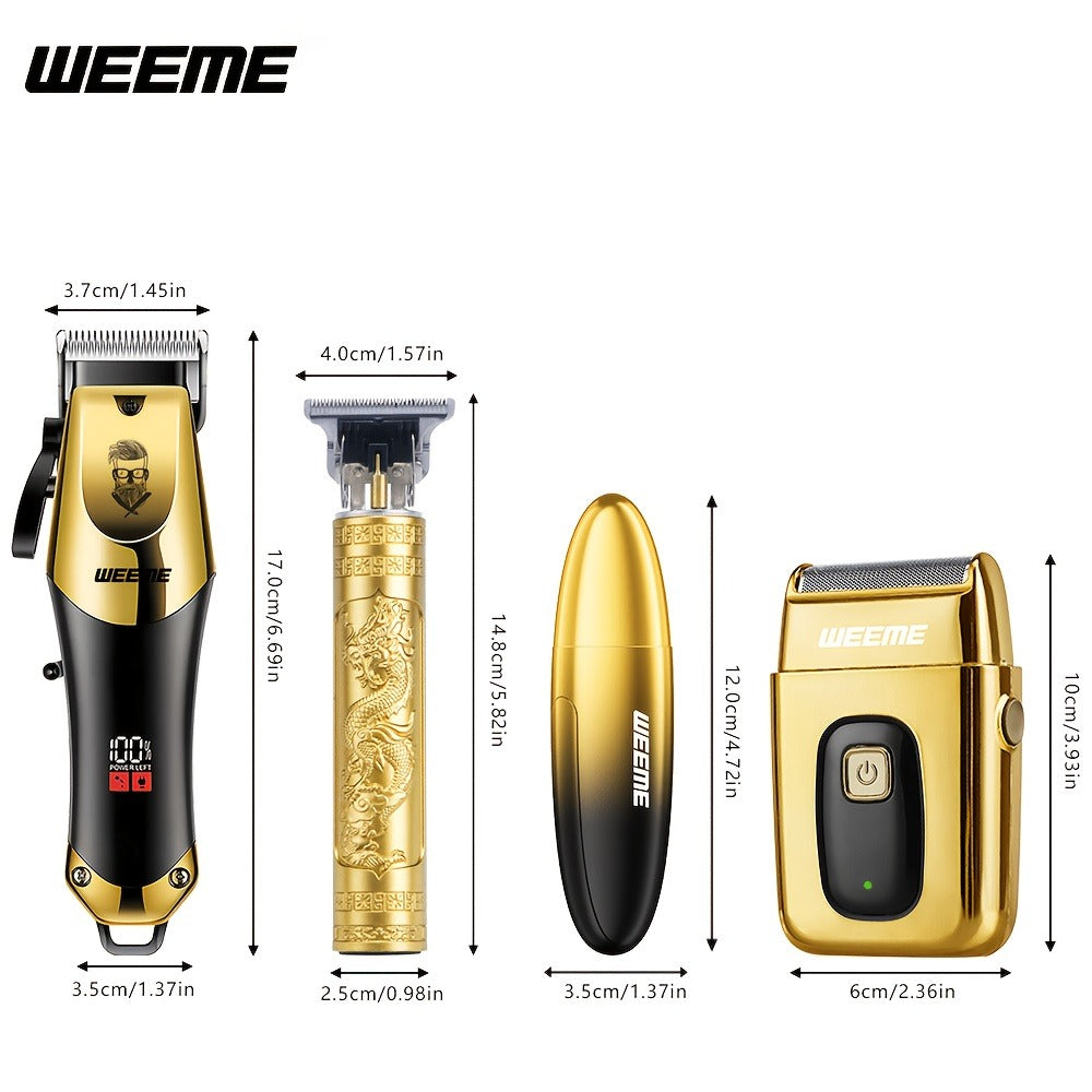 Beard Trimmer Set for Men - USB Rechargeable Hair Clipper & Grooming Kit with Battery Indicator, Comb Attachments, Epilator & Trimmer, 2/3/4 Piece Set for Travel Home Use, Father's Day Gift