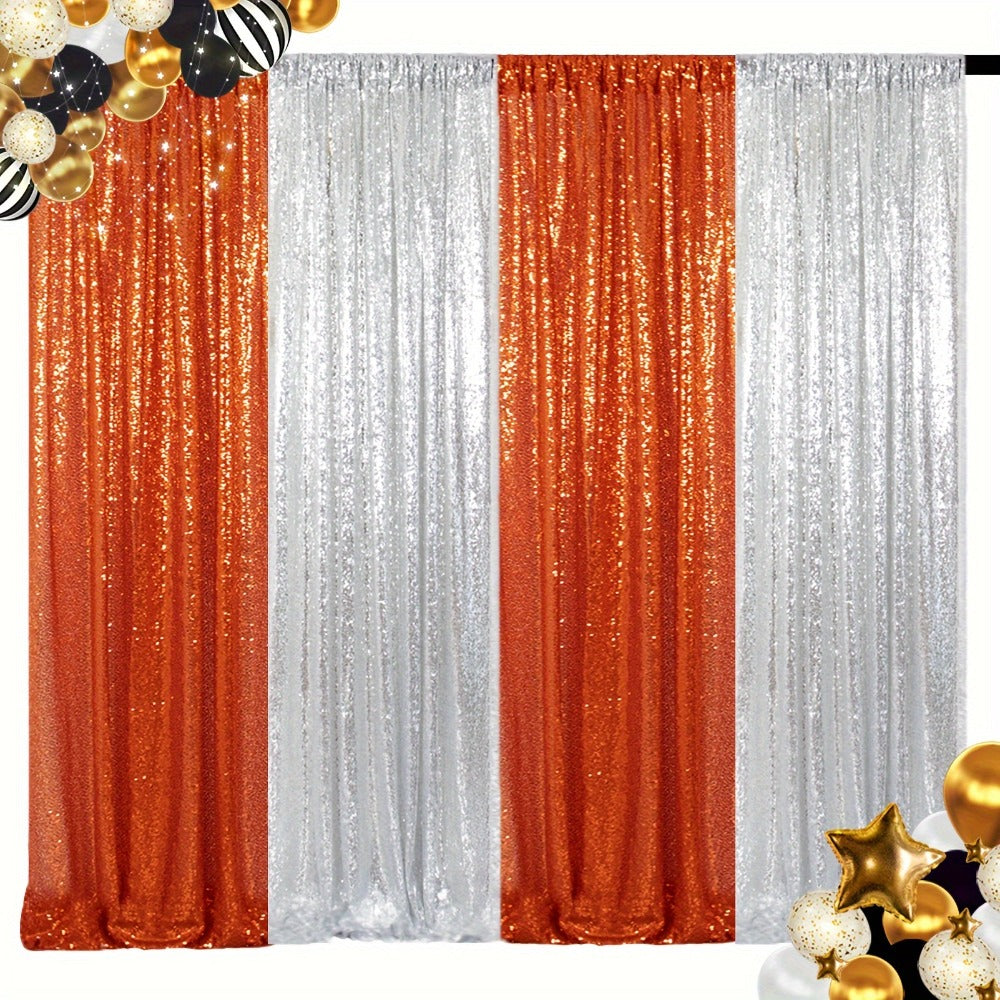 Sequin Backdrop Curtain 4 Panels 2FTx8FT ¨C Shimmer Glitter Background for Wedding Party Photo Booth Decoration