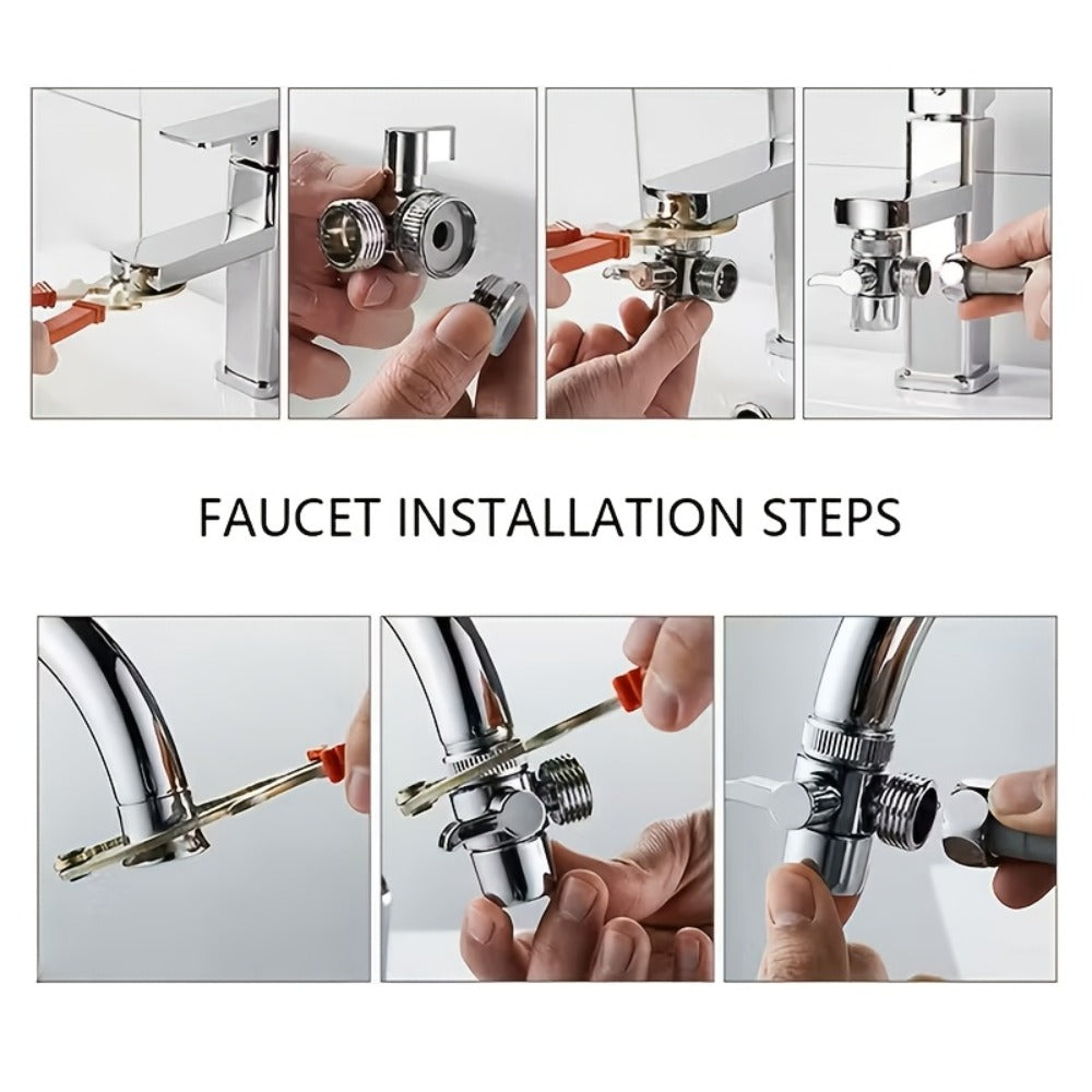 Faucet Extender Pull-Out Retractable Showerhead for Washbasin - Hot & Cold Compatible Hair Washing Sink Sprayer, Basin Extension Attachment for Bathroom Sink, 1-Speed & 3-Speed Options