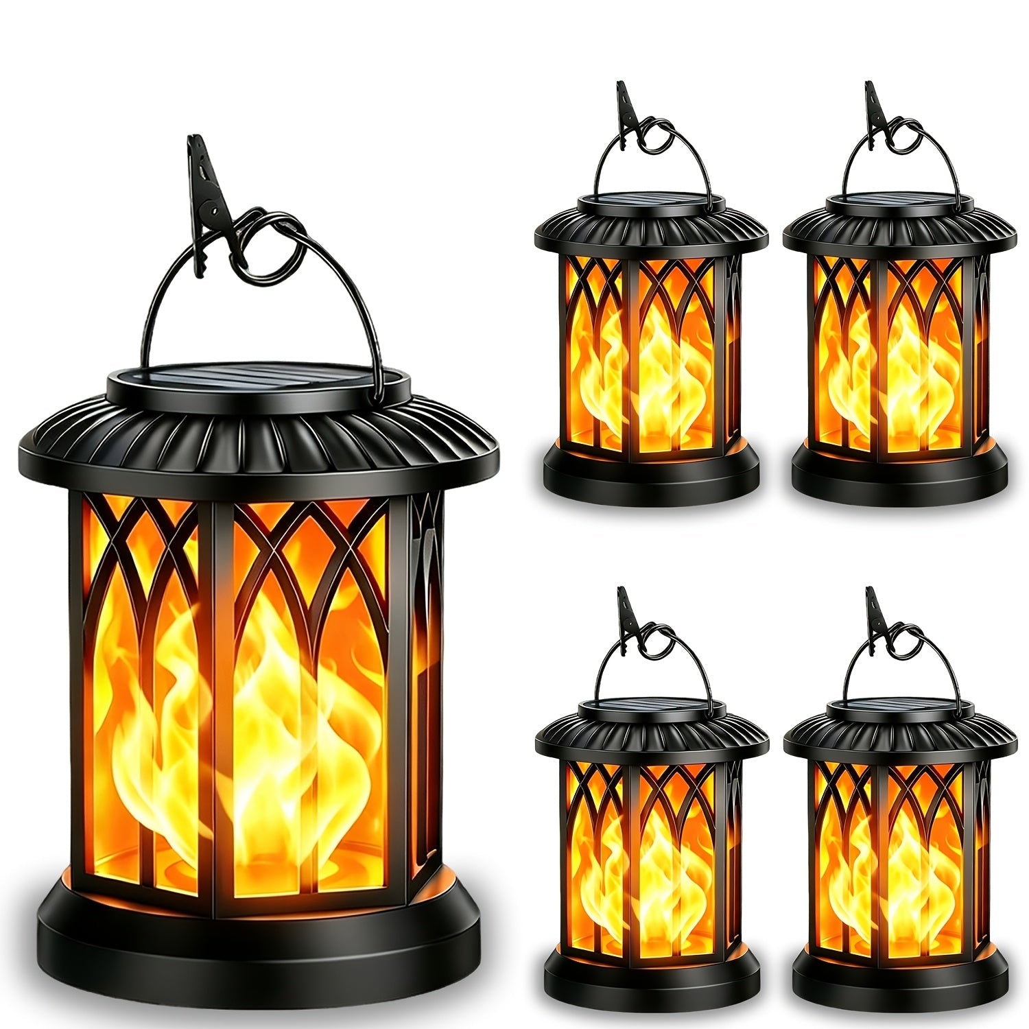 Solar Lantern Outdoor Hanging Lights Flickering Flame IPX5 Waterproof Auto On/Off 12Hrs Garden Yard Patio Decor Classic Black Antiqued Bronze 2 or 4 Pack