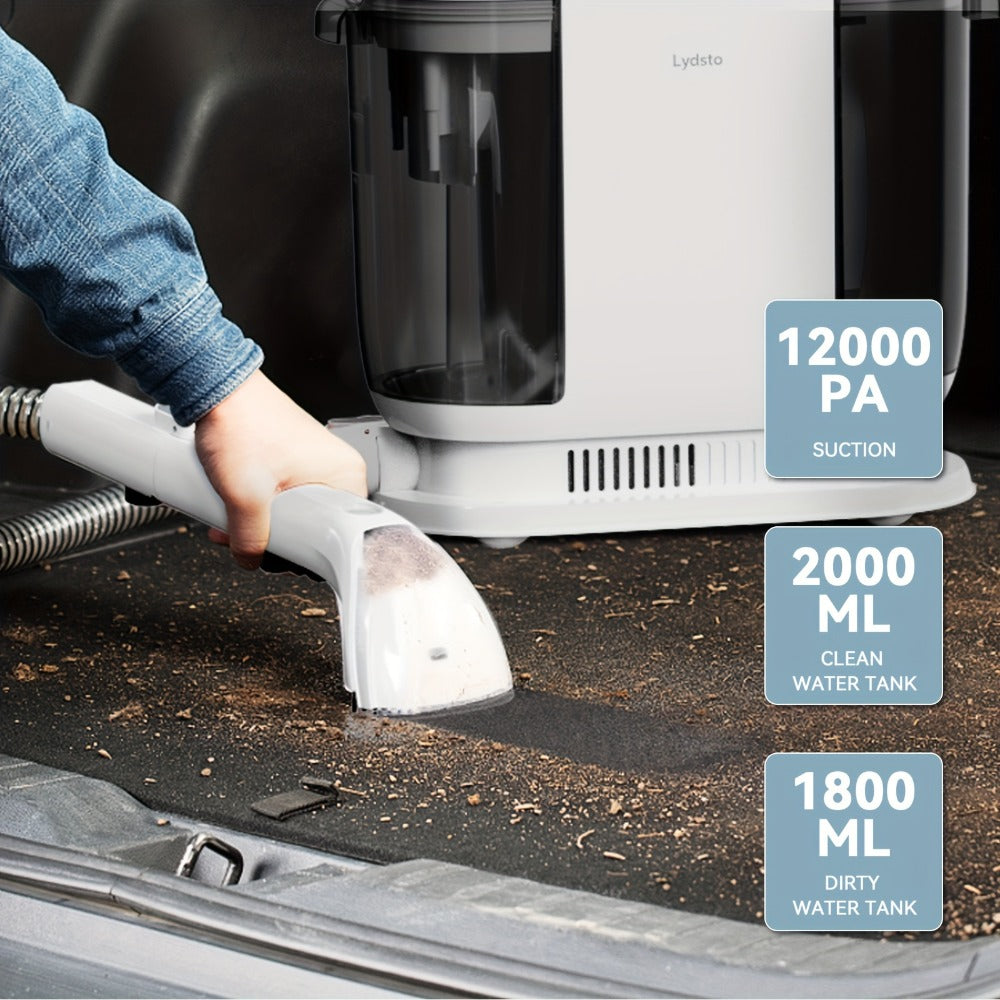 Lydsto Portable Carpet Cleaner 2-in-1 Wash & Dry | 12KPa Suction Fabric Shampooer with Self-Cleaning, 2000ml Tank, Dual Brush Heads ¨C Deep Cleans Sofa, Car Seat & Upholstery