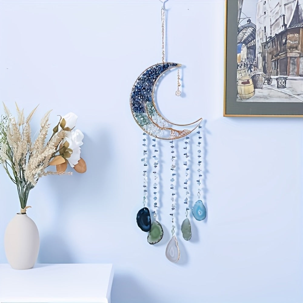 Dreamcatcher Moon Suncatcher Wall Hanging ¨C Handmade Boho Wind Chime Pendant for Indoor Outdoor Garden, Courtyard & Party Decor ¨C Christmas & Birthday Gift