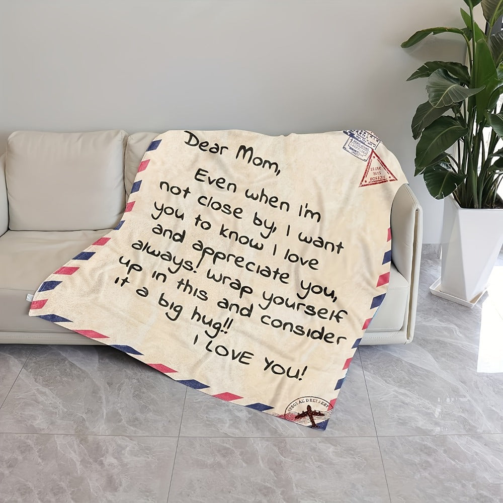 Love Message Flannel Blanket for Mom ¨C 250-300gsm Soft Reversible All-Season Throw, Perfect Gift for Mother's Day & Birthday
