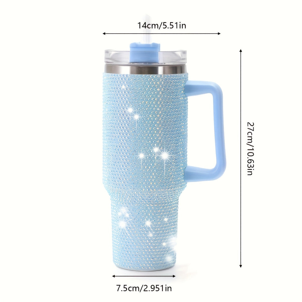 40oz Rhinestone Tumbler Insulated Stainless Steel Travel Cup - Diamond Glitter Design, Hot & Cold Drinks, Multiple Colors, Birthday Christmas Gift