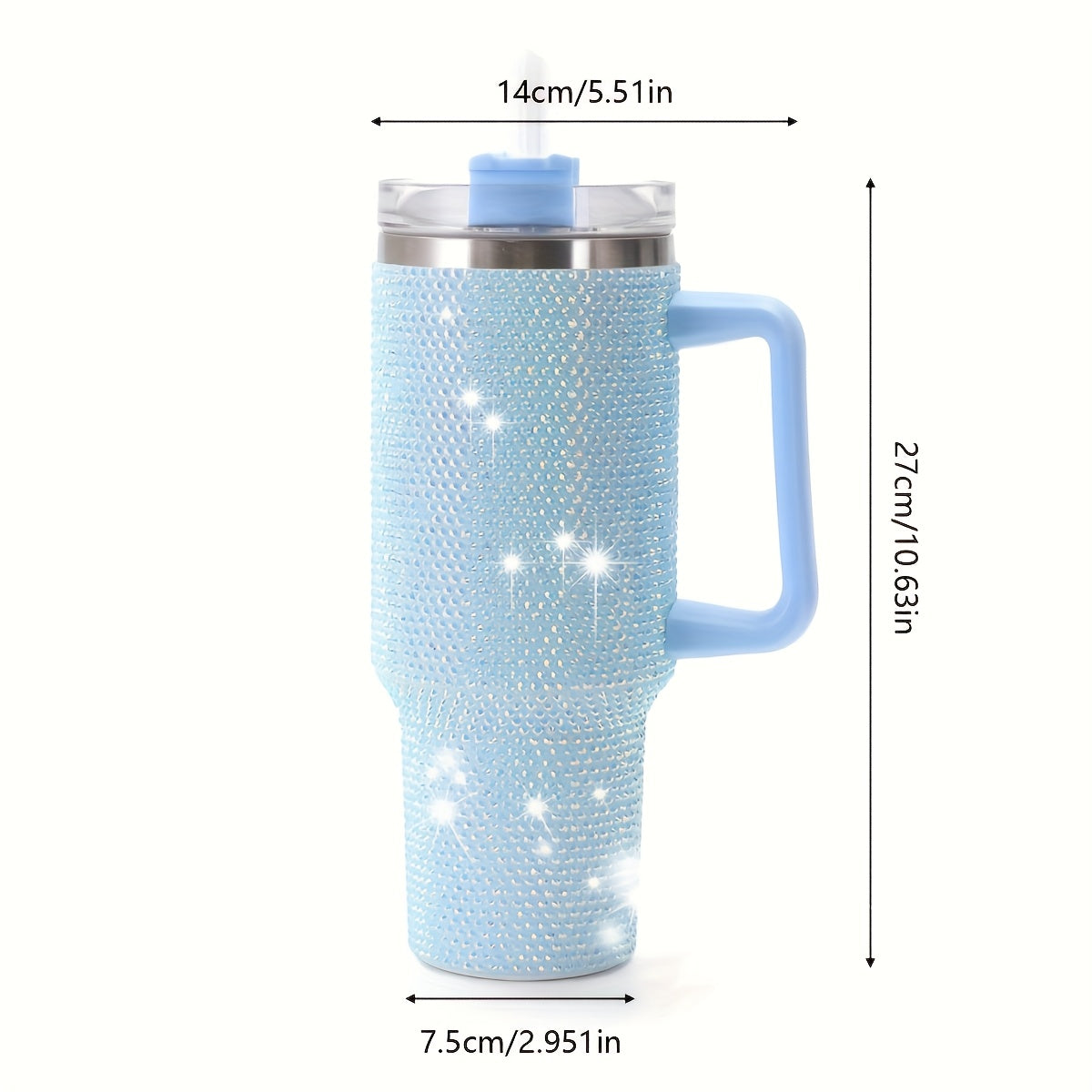 40oz Rhinestone Tumbler Insulated Stainless Steel Travel Cup - Diamond Glitter Design, Hot & Cold Drinks, Multiple Colors, Birthday Christmas Gift
