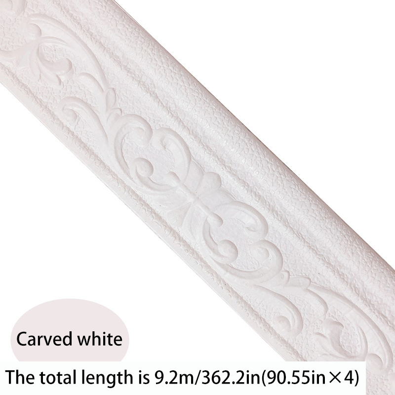 3D Self-Adhesive Foam Baseboard Wall Trim Sticker Waterproof Peel and Stick Carved Wallpaper Border Skirting for Home Decor White Silver Gray Copper Gold 4 8 12 Rolls
