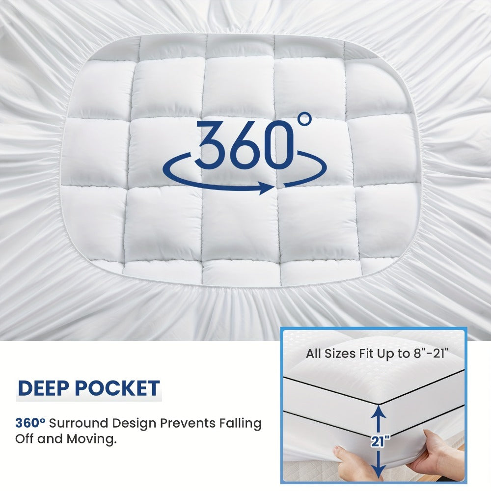 Cooling Mattress Topper Baffle Box Design Overfilled Down Alternative Pillow Top 6-8cm Plush Hotel Quality 8-21 Inch Deep Pocket Twin Full Queen King