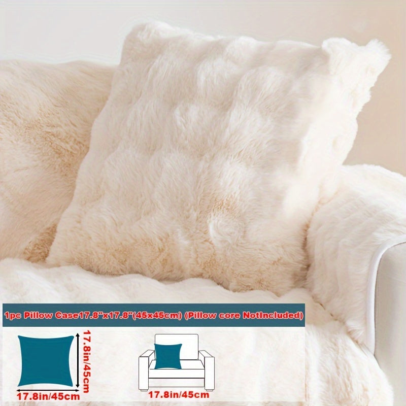 Faux Rabbit Plush Sofa Cover Winter Warm Thickened Anti-Slip Pet Friendly Cushion Protector for Living Room Bedroom Office 1 2 3 4 Seater