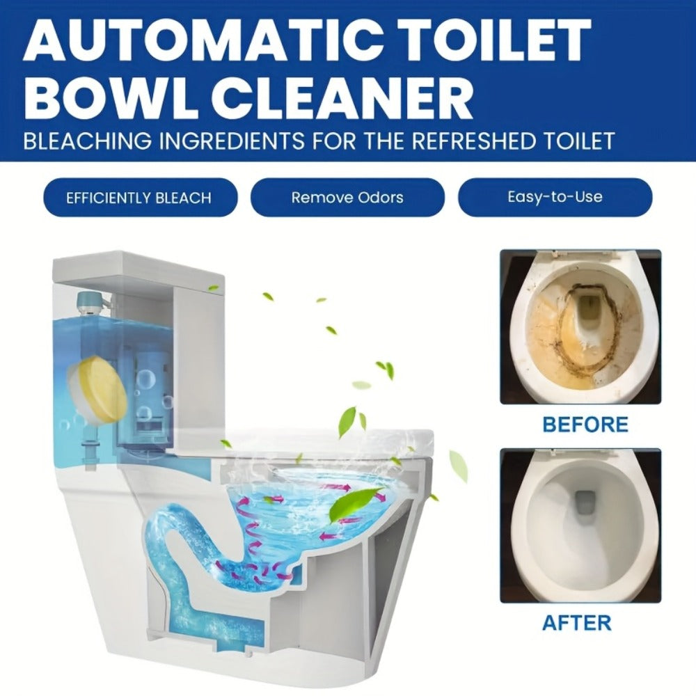 Toilet Cleaning Tablets Effervescent Lemon Scent 12/24pcs - Multi-Functional Toilet Bowl Cleaner Tablets, Stubborn Stain Remover & Deodorizer, Flushable Toilet Cleaner for Deep Clean & Fresh Bathroom