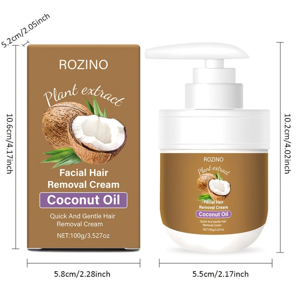 Hair Removal Cream with Coconut Essence & Aloe ¨C Mild Non-Irritating 5-Minute Formula for Underarms, Lips, Arms, Legs, Back & Bikini Area, Gentle Depilatory Cream for Sensitive Skin, 100g