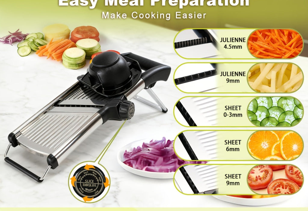 Mandoline Slicer Adjustable 5-Thickness 304 Stainless Steel ¨C Professional Vegetable Slicer for Onion, Potato, Carrot, Cheese & Fruit, Kitchen Grater with Cut-Resistant Gloves Option